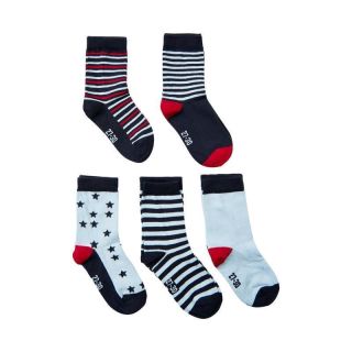 MN 5-pack Socken Sterne hellblau/rot 31/34