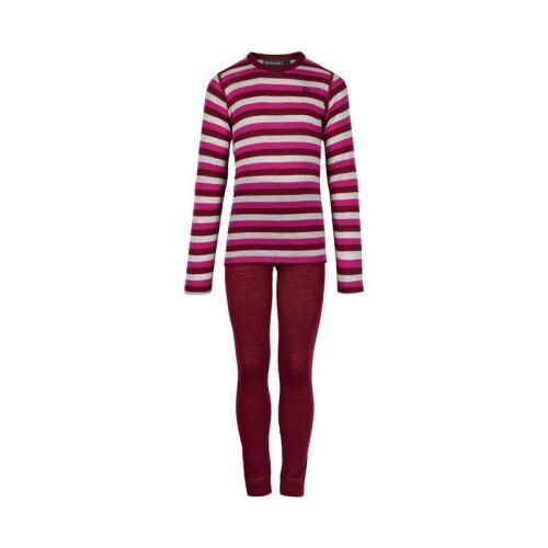 Color Kids Merinowolle Unterwäsche-set  2- teilig fuchsia/bordeaux gestreift
