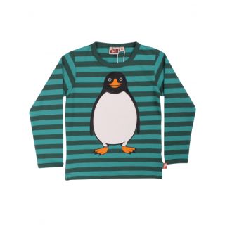 Danefae Langarm-Shirt Pinguin gestreift petrol/grün