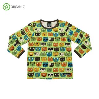 VV Langarm-shirt Katzen Print grün/turtle 86