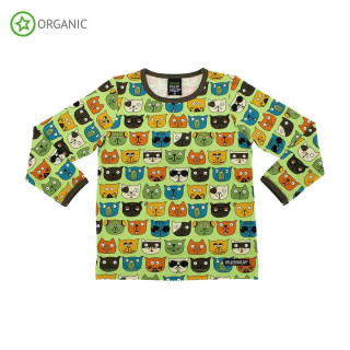 VV Langarm-shirt Katzen Print grün/turtle 98