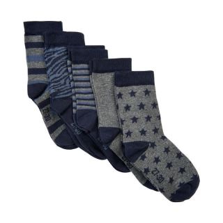 MN 5-pack Socken gestreift mit Muster grau/navy/hellblau