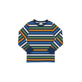MM Langarm-Shirt gestreift navy/weiss/grün/orange ,BIO 98/104 (3-4j)