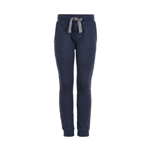 Minymo Jogginghose 131439  navy mit Schrift in senf