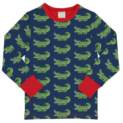 Maxomorra Langarm-Shirt Crocodile navy ,BIO