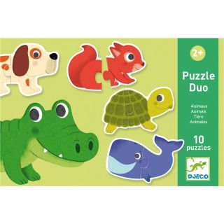 Djeco Puzzle duo Tiere grün