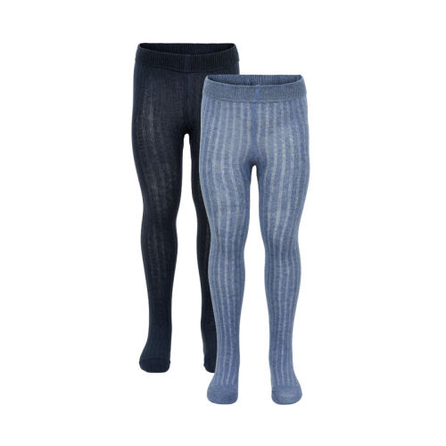 Minymo Strumpfhosen 2-pack Ripp blau/navy 778