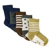 MN 5-pack Socken Sterne/streifen braun/grün/blau