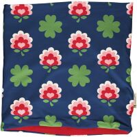 Maxomorra Schlauchschal-Velour Clover Blumen navy, Bio