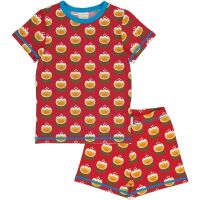 Maxomorra Pyjamaset kurz Blumen Tulip rot, BIO