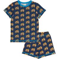 Maxomorra Pyjamaset kurz Bulldozer navy, BIO