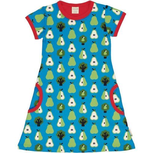 Maxomorra Kurzarm Kleid Pear blau, BIO