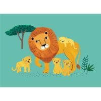 Petit Monkey Postkarte Lion and Cubs