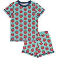 Maxomorra Pyjamaset kurz Raspberry mint/rot, BIO