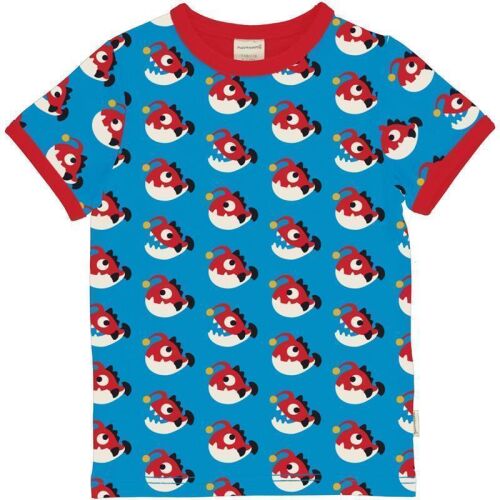 Maxomorra Kurzarm-Shirt Anglerfish blau/rot, BIO
