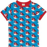 Maxomorra Kurzarm-Shirt Anglerfish blau/rot, BIO