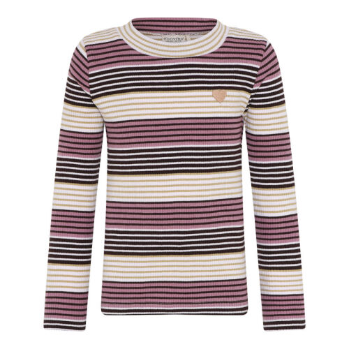 Minymo LA-Shirt gestreift Ripp orchid/braun/beige 121932