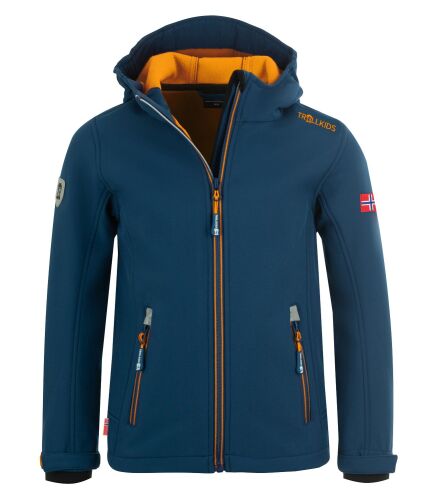 Trollkids Softshelljacke Trollfjord 161-146  mystic blue/ yellow