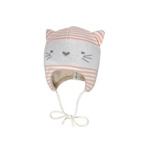 Maximo Babymütze zum Binden Katze gestreift rosa weiß 255713823