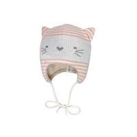 Maximo Babymütze zum Binden Katze gestreift rosa...