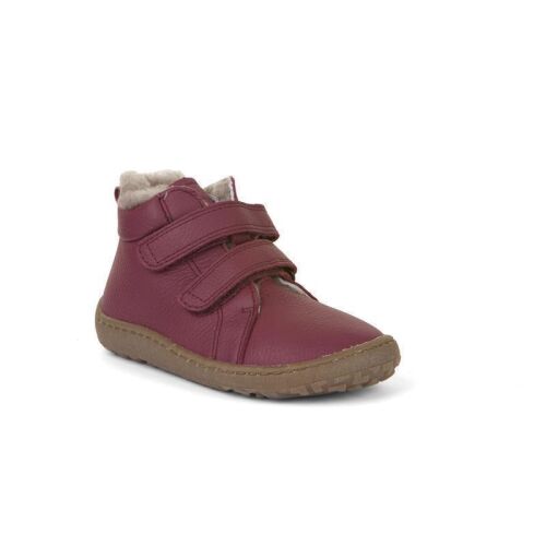 Froddo Barfuß/Winterschuhe Furry mit lammfell 2 Klett bordeaux