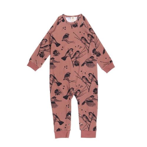 Walkiddy Strampler Sparrow Friends Vögel braun, BIO