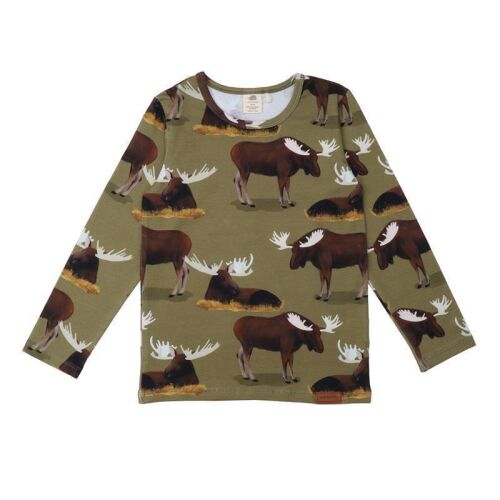 Walkiddy Langarm-Shirt Elch Majestik Mooses grün, BIO