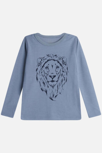 Hust & Claire LA-Shirt Abba aus Wolle-Viskose denim blau Löwe