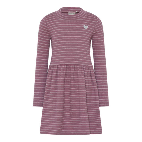Minymo LA-Kleid gestreift lila/silber Herz 122029