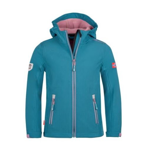 Trollkids Softshelljacke Trollfjord 175-334 - Petrol/Rosa