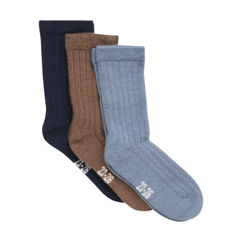 Minymo Wollsocken 3-er pack 5980-778 blau/braun/navy