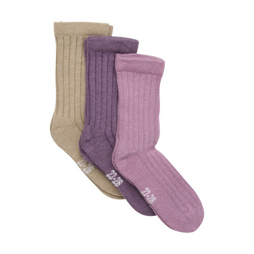 Minymo Wollsocken 3-er pack 5980-583 rosa/violet/taupe