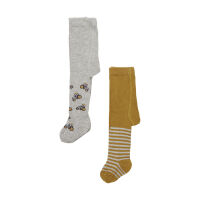 Minymo Strumpfhosen 2-pack streifen senf/grau