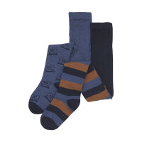 Minymo Strumpfhosen 2-pack streifen navy/braun Monster