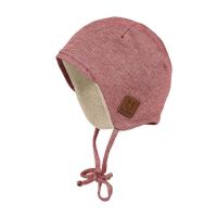 Maximo Babymütze zum Binden rosa/hellbraunmeliert 