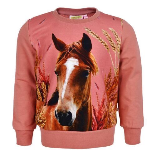 Someone Mädchen Sweatshirt Moss mit Pferdeprint SG16H Old Rose