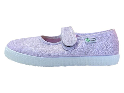 Natural World Ballerinas mit Klett W56083 13 Glitzer/Lila