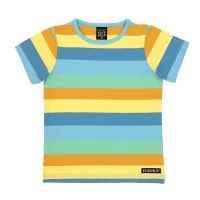 VV Kurzarm-shirt gestreift blau/orange/grün 079AW