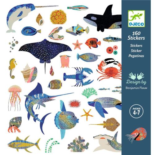 Djeco Metallic-Sticker Ozean 160 St dunkelblau