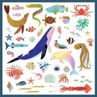 Djeco Metallic-Sticker Ozean 160 St dunkelblau