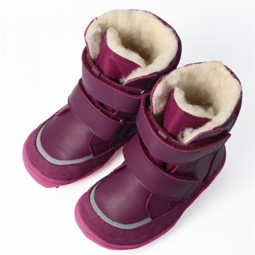 Blifestyle Barfuß/Winterschuhe Pekari mit Klett gefüttert pflaume TEX, BIO-Leder