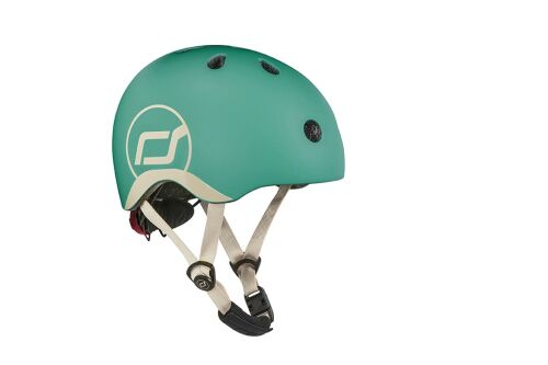 Scoot&Ride Helm mit LED-Licht forest grün
