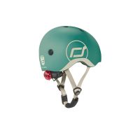Scoot&Ride Helm mit LED-Licht forest grün