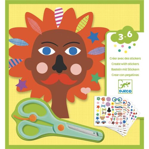 Djeco Basteln mit Stickern Frisuren + Schere