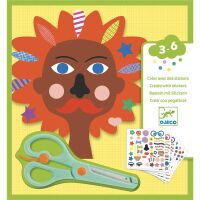 Djeco Basteln mit Stickern Frisuren + Schere