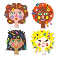 Djeco Basteln mit Stickern Frisuren + Schere