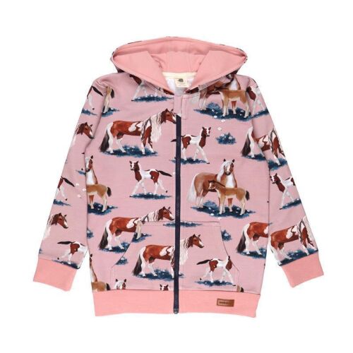 Walkiddy Kapuzenjacke Little & Big Horses altrosa
