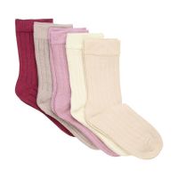 MN 5-pack Socken aus Bambus 6166 col.583 beige/altrosa/rot