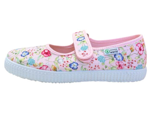 Natural World Ballerinas W56068 03 rosa mit bunten Blümchen