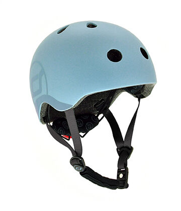 Scoot&Ride Helm mit LED-Licht steel S-M (51-55)